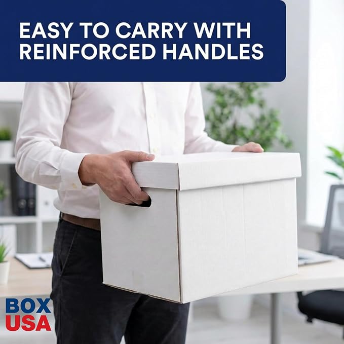 BOX USA File Boxes with Lids and Handles (360-Pack) - File Storage Boxes for Office Supplies, Book Storage, Moving, and Packaging, Fits Letter and Legal Paper, Removable Lid - Image 3