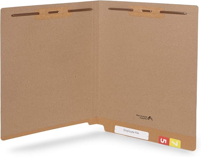 Blue Summit Supplies 50 Brown Fastener File Folders, Reinforced Metal Pronged Tab Files, Letter Size, Kraft | Reinforced end tab, letter size, 11pt, 2 prong bonded fasteners, for medical files, reports, and office records by BlueSummitSupplies