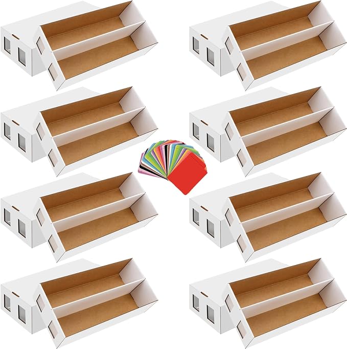 8 Pack Trading Card Storage Box, 13000+ Count Card Storage Box with 48 Card Dividers, Cardboard Card Storage Boxes Sports Card Cases Bulk Card Storage Box Trading Card Box for Basketball Sports Cards by HIMOMO