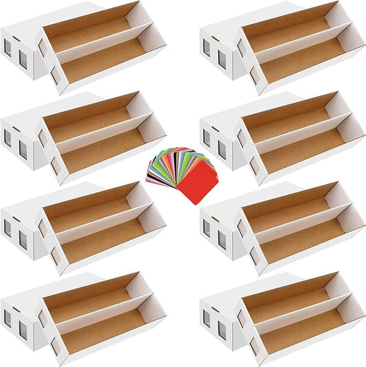 8 Pack Trading Card Storage Box, 13000+ Count Card Storage Box with 48 Card Dividers, Cardboard Card Storage Boxes Sports Card Cases Bulk Card Storage Box Trading Card Box for Basketball Sports Cards by HIMOMO