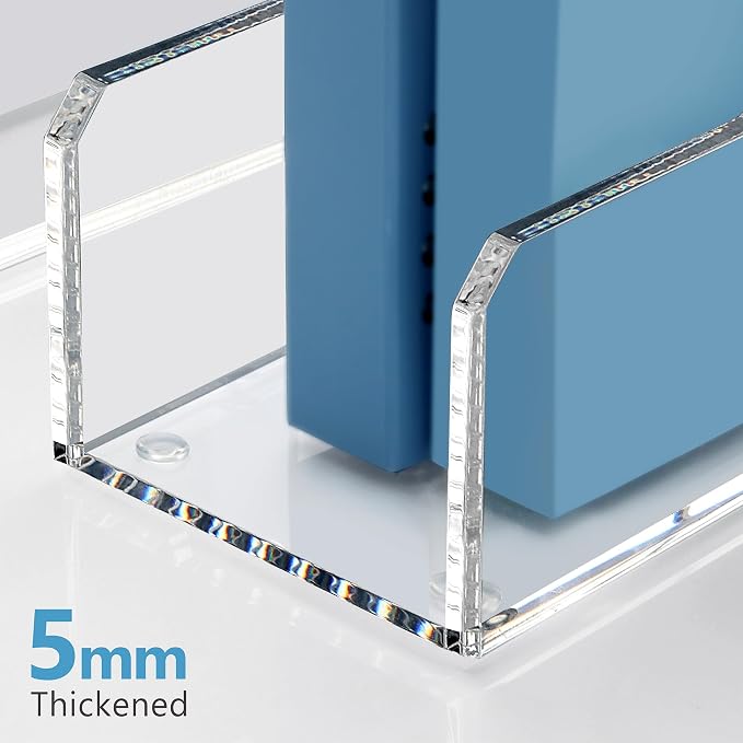 SANRUI 2 Pack Acrylic Magazine File Holder, Clear Vertical Desk Organizer | File Sorter Folder Organizer Document Rack for Office Desktop, Home Workspace, 8.66inx8.46inx3.15in - Image 6