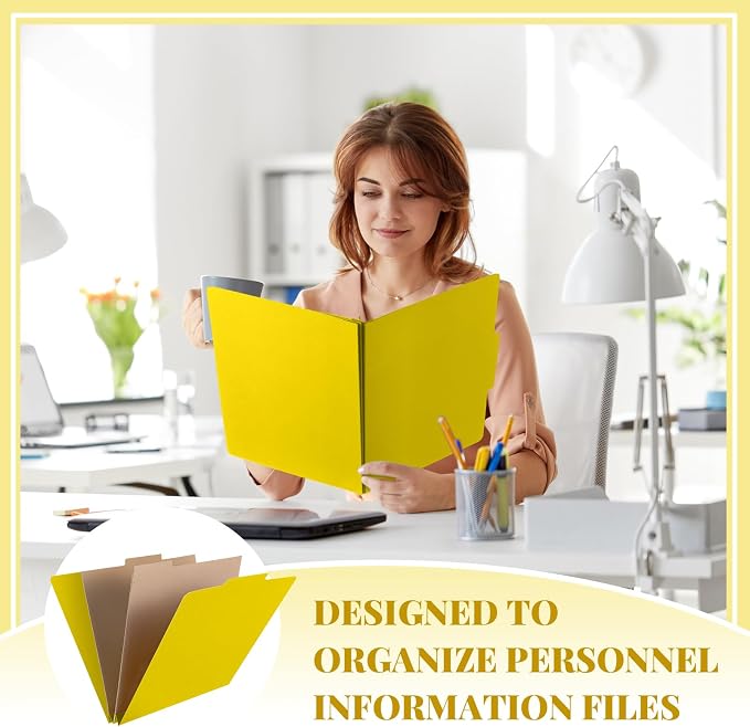 24 Pcs Skyygemm Classification Folder Letter Size, 2 Pocket File,Yellow | Back to School Supplies, File Organizer with Fastener, Expanding File Organizer Bulk for Office Employee, Staff, Teacher - Image 6