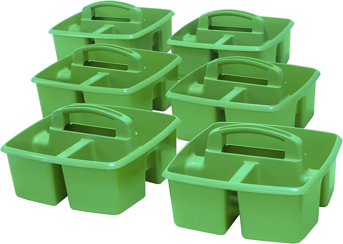 Storex 3-Compartment Small Caddy – Multipurpose Classroom Organizer with Handle, Green, 5-Pack (00951U06C) - Image 2