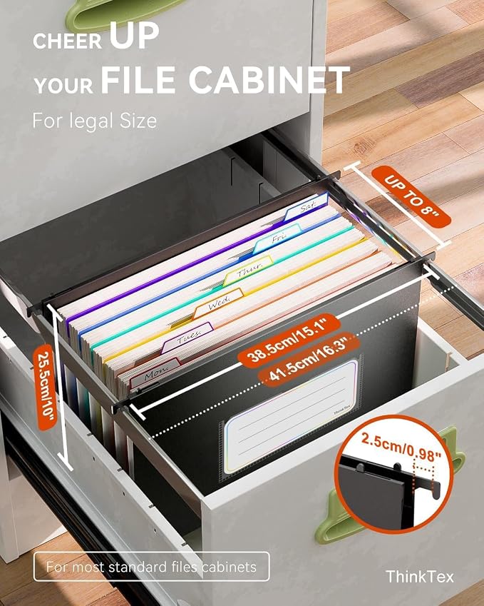 ThinkTex Plastic Expanding Hanging File Folders, 7 Innovative 1.2" Accordion Pockets, Large Capacity, Multi-Color Tabs, Legal Size for Filing Cabinet - 3 Packs | Large Capacity, Multi-Color Tabs, Legal Size for Filing Cabinet - 3 Packs - Image 2