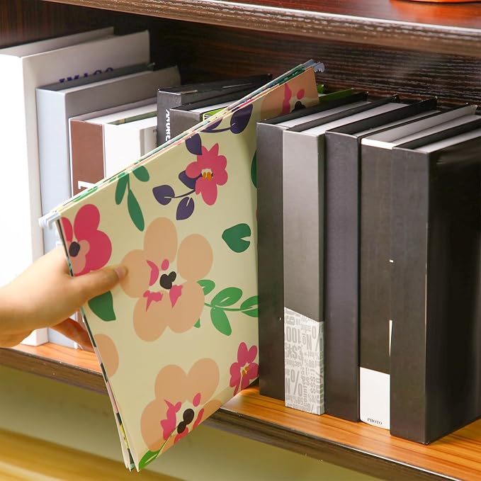 Qeeenar 40 Pcs Decorative Hanging File Folders Letter Size Cute File Folders Designer Floral File Folders Colored File Folder Organizer for Filing Cabinet Office Home with 1/5 Cut Adjustable Tabs - Image 6
