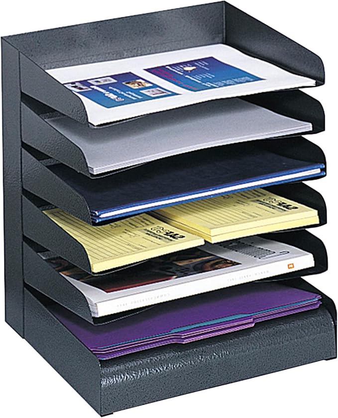 Safco Desk Organizer, 6 Shelves, Office and Classroom Mailbox, Mail Sorter, Commercial Grade Steel, Black by SafcoProducts