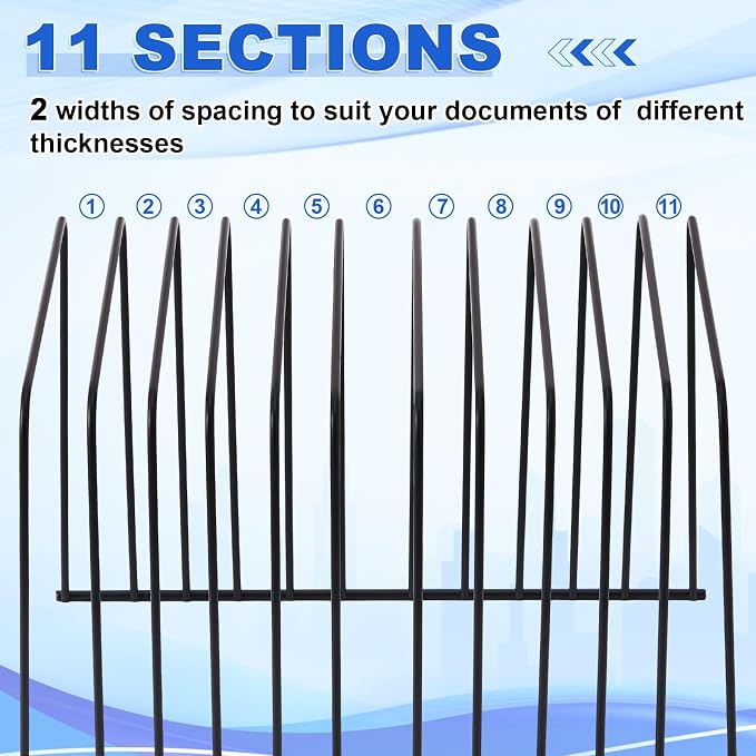 6 Pcs Desktop Organizer 11 Sections Wire Desk File Organizer Vertical Metal Stand up File Stand for Office School Desk Home, 11.2 x 9 x 8 Inches(Black) - Image 4