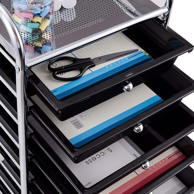 Giantex 10 Drawer Rolling Storage Cart Scrapbook Paper Office School Organizer (Black) - Image 7