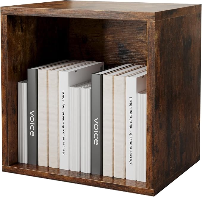 FUSUNBAO Magic DIY Cube Storage Organizer Stackable Cubes for Home Books Clothes Toy-Modular Cubby Storage System-Office Cubical-Bookcase Closet (Antique Brown, General Cube) by FUSUNBAO