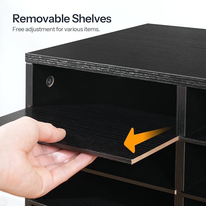 HOOBRO Literature Organizers, 24 Compartments Office Mailbox with Adjustable Shelves, Wood Countertop Literature Sorter for Office, Home, Classroom, Mailrooms Organization Black BK64WF01 - Image 7