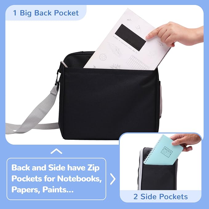 Togood Marker Organizer Bag - Large Storage Crossbody Tote for Marker Pens 130PCS+, Portable Art Supplies Case for Pens, Pencils, Books. Black - Image 5
