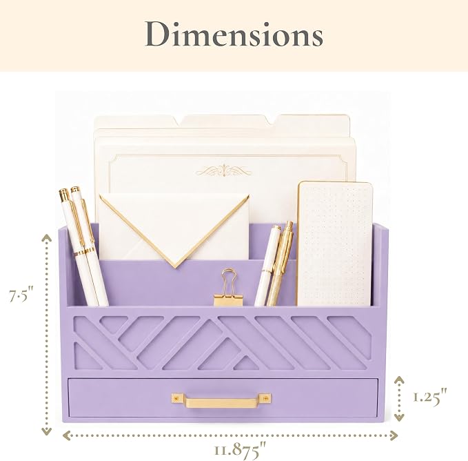 BLU MONACO | Wooden Mail Organizer Countertop with Drawer | Tabletop Organizer with Drawers for Desk | Mail Sorter Organizer Countertop Letter Paper Holder - Image 2