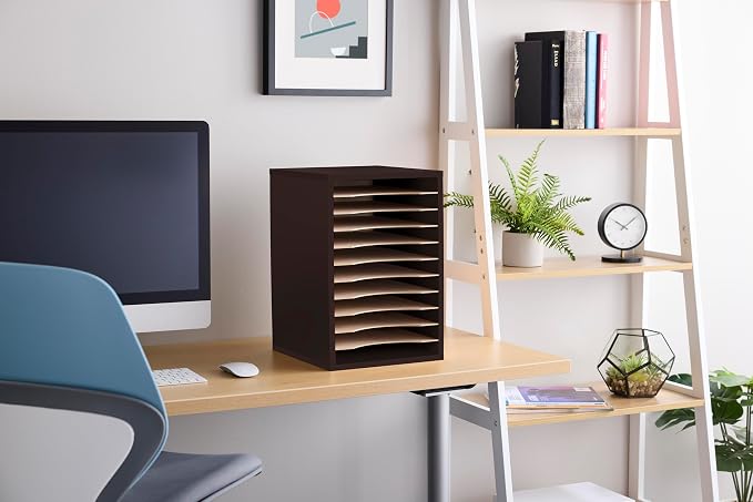 Safco Products Vertical Desktop Sorter, 11 Compartment, Black - Image 4