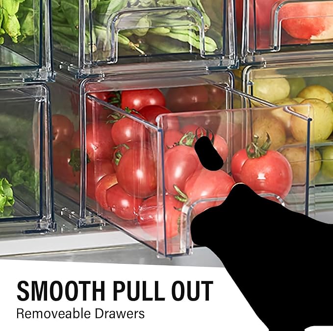 Clear Plastic Storage Drawer Organizer Bins, Perfect for Kitchen Organization or Pantry Organization and Storage, Fridge Drawer Organizer Bins, Pantry Storage and Organization Bins - Image 6