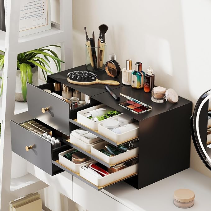 IRONMIX Metal Desktop Organizer with Drawers, Black Countertop Organizer with 2 Drawers, Desk Top A4 Filing Document Storage Organizer for Office Home, Vanity, Kitchen, Garage, No Assembly Required - Image 6