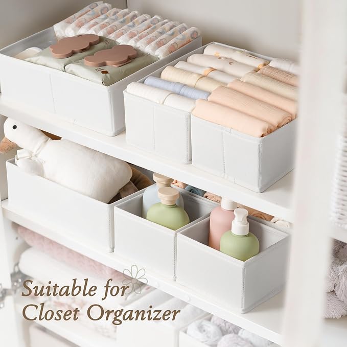 Drawer Organizers 18-Piece Set, Dresser Organizer for Baby Clothes, Foldable Closet Storage & Drawer Dividers for Underwear, Socks, Nursery, White - Image 6