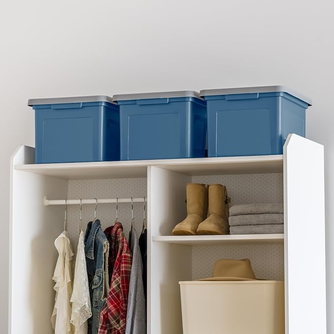 IRIS USA 35 Qt. Letter/Legal File Box with Latching Lid, Navy/Gray | Protect important documents, letter and legal files with secure storage for home offices, moving, and long-term organization - Image 9