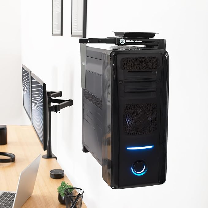 VIVO Black Large Under Desk and Wall Office PC Mount, MOUNT-PC01L | 8.3 to 13 inch Wide Adjustable Computer Mount, CPU Case Machine Holder Stand, Swivel and Secure Locking, Holds 44 lbs - Image 8