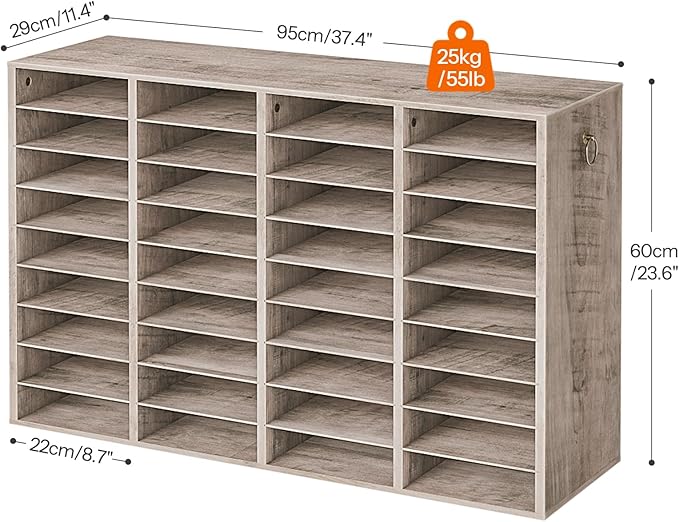 HOOBRO Wooden Literature Organizer, 36-Slot Mail Sorters, Removable Classroom Mailbox, Student Mailboxes for Classroom, Paper Storage Organizer, for Home, Office, Study, Classroom, Greige BG36WF01 - Image 3