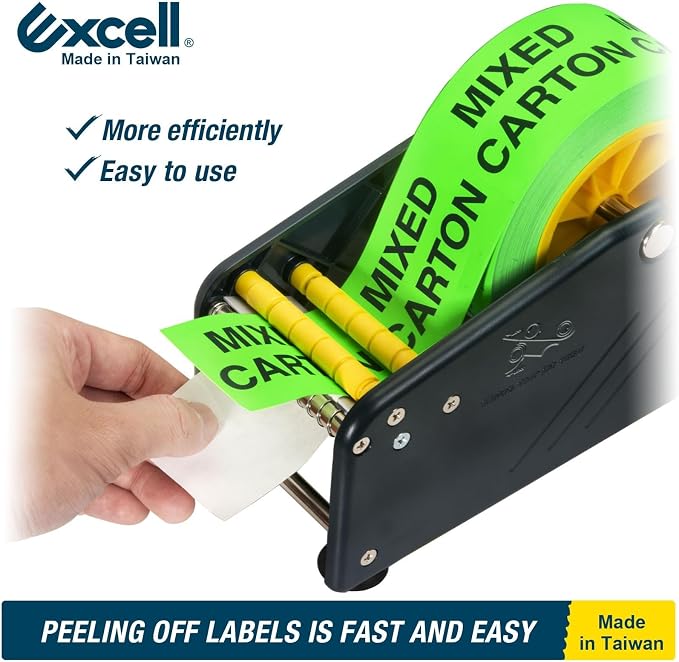 Excell LD-319 Economy Lightweight Label Dispenser (3" Wide, 1"/3" Core) | Lightweight plastic dispenser with 4 non-slip suction cups. Adjustable holder fits 3" wide rolls with 1" & 3" cores. - Image 2