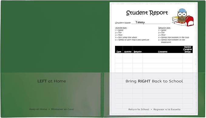 C-Line Classroom Connector School-to-Home Folders, Green, 25 per Box (32003) by C-Line