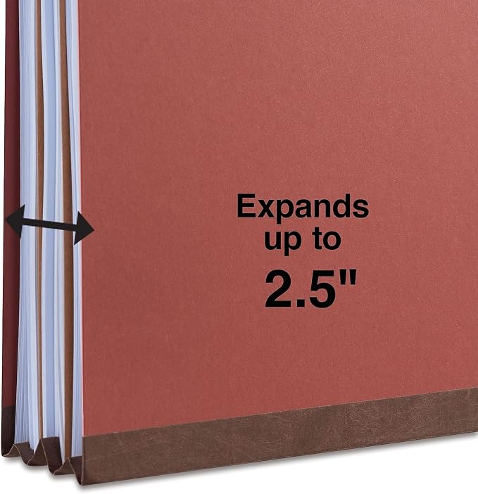 Staples Pressboard Classification Folder, Legal Size, 2/5‑Cut Top Tab, 2 Dividers, Red, Durable Construction, 10/Box - Image 4