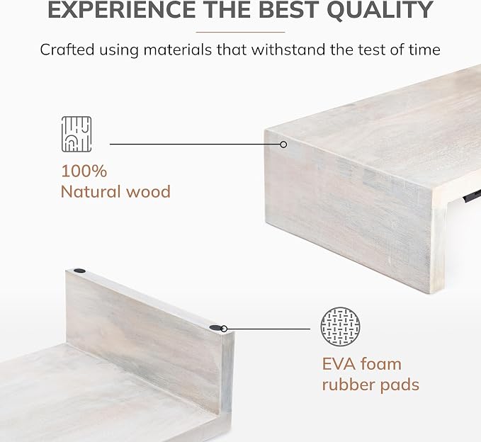 Anji Mountain Wooden Monitor Stand - Elegant Monitor Riser,Perfect Monitor Stand for Desk Organization, Durable Wood Construction monitor stands,Enhances Ergonomics and Workspace Efficiency,White Wash - Image 2