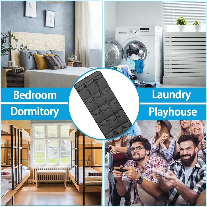 30 Large Pockets Dual Sided Hanging Shoe Organizer Double-Side Closet Storage Shelves with Rotating Hanger Space Saving Storage Bag Portable Shoe Rack Holder for Bedroom Laundry Room,Black - Image 4
