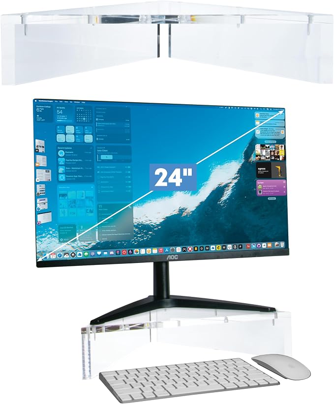 Mammoth DuraClear Acrylic Corner Monitor Stand for Desk Corners - 3.5" Elevation, Triangle Monitor Stand for Monitors with Triangular Base by Mammoth