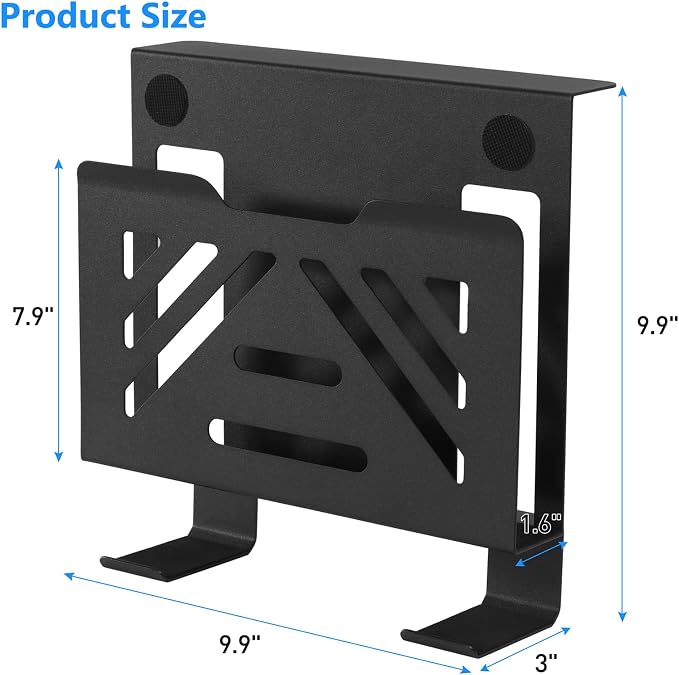 MAXECHO Desk Side Storage, Under Desk Laptop Mount, Table Side Hanging File Organizer, No Drill Clamp On Cable Management Tray, Laptop Holder with 2 Hooks for Office and Home, Load 22 Lbs - Image 4
