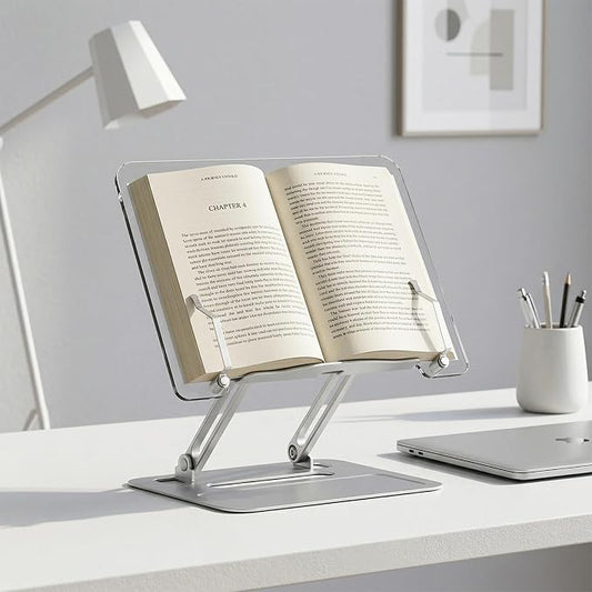 Book Holders for Reading Hands Free - Acrylic Book Stand for Reading, Ergonomic Reading Stand for Textbook Student, Bible Stand, Portable Book Stand for Desk,Recipe,Music Sheets by Aquazoo
