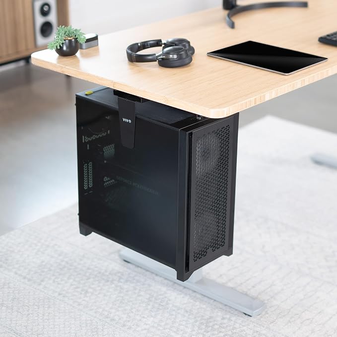 VIVO Black Large Under Desk and Wall Office PC Mount, MOUNT-PC01L | 8.3 to 13 inch Wide Adjustable Computer Mount, CPU Case Machine Holder Stand, Swivel and Secure Locking, Holds 44 lbs - Image 5