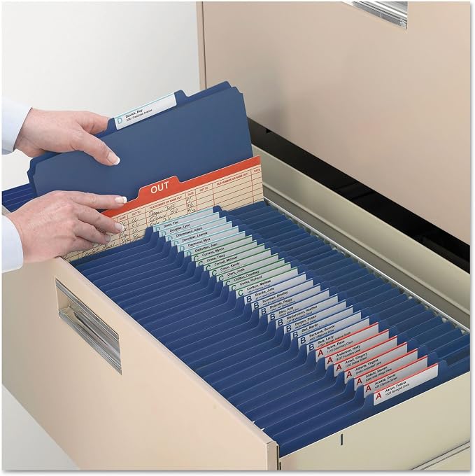 Smead Pressboard Classification File Folder with SafeSHIELD Fasteners, 1 Divider, 2" Expansion, Legal Size, Dark Blue, 10 per Box (18732) - Image 9