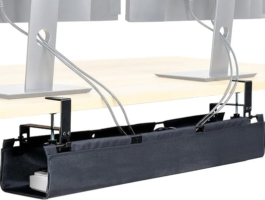 VIVO Clamp-on Under Desk 31 inch Fabric Cable Management Tray, Wire Concealer, Power Strip Storage, Workspace Organization, Easy Fold Down Access, Black, DESK-AC31F-C by Unknown