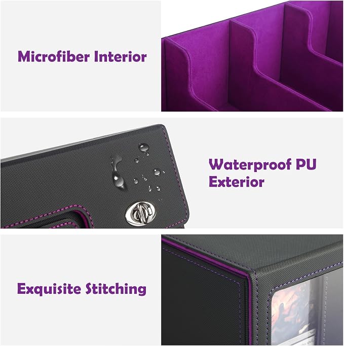 5-Row Trading Card Storage Box with Handle and Commander Display, 3900+ Card Case Includes 5 Top Loaders, 5 Stoppers, 48 Dividers, 1 Dice Tray for MTG TCG PTCG Sports Cards - Image 6