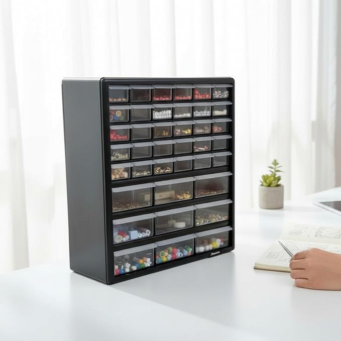 Homak Parts Organizer, Black, 39 Drawers - Image 2