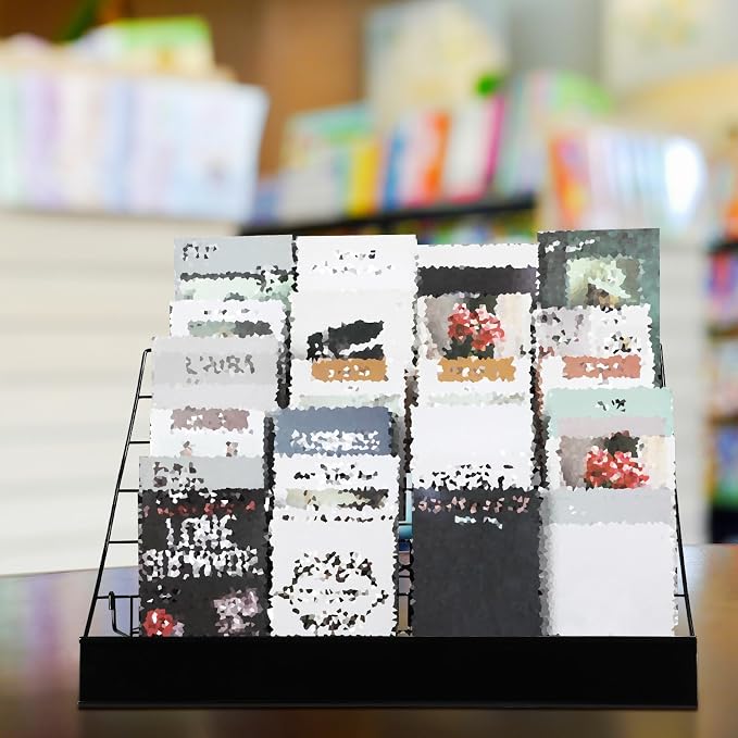 Queekay 6 Tier Wire Countertop Rack black Comic Book Holders Wide Wire Magazine Rack Tabletop Display Stand for Table Top Book Brochure Literature Comic Greeting Card Shelf Holder Stand - Image 4