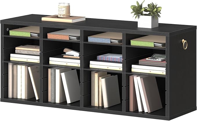 HOOBRO Literature Organizers, 24 Compartments Office Mailbox with Adjustable Shelves, Wood Countertop Literature Sorter for Office, Home, Classroom, Mailrooms Organization Black BK64WF01 - Image 9