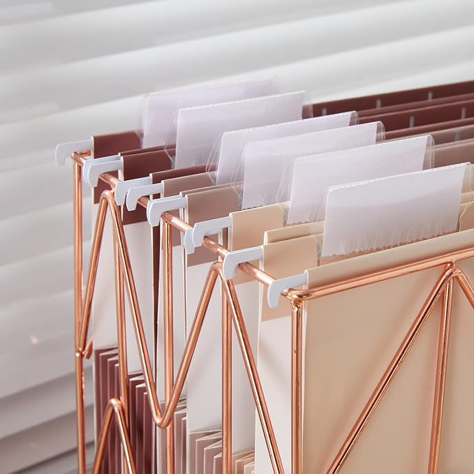 Y YOMA Letter Size - 6 Pack Extra Capacity Hanging File Folders Accordion Decorative File Folder Cute Colored Hanging Folder Organizer for Office Home with 1/5-Cut Adjustable Tabs, Mocha Color - Image 7