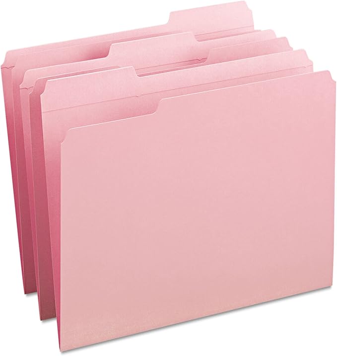 Smead File Folder, Reinforced 1/3-Cut Tab, Letter Size, Pink, 100 per Box (12634) - Image 2