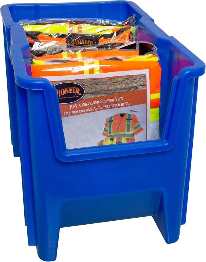 Akro-Mils 13014 Stak-N-Store Stackable Storage Bins, Heavy Duty Garage Storage Containers, Open Front Plastic Organizer for Tools, Shelves, Closet Organizer, 17-/12" x 11" x 12-1/2", Blue, 4-Pack - Image 8