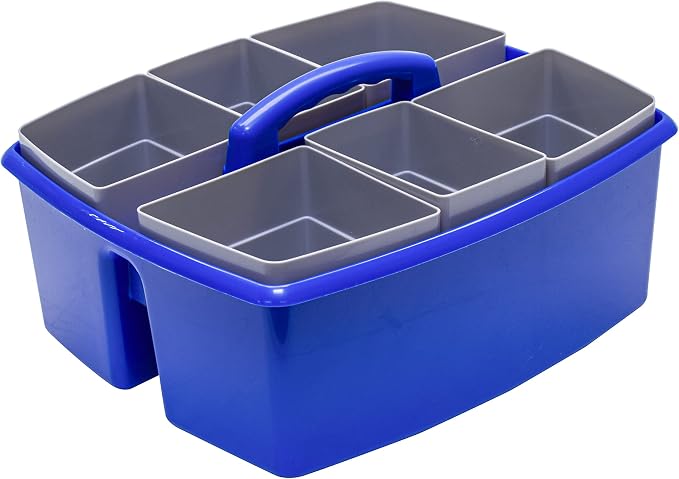 Storex Large Classroom Craft Caddy with Cups, 13 x 11 x 6.575 Inches, Blue, Case of 2 (00985A02C) - Image 3
