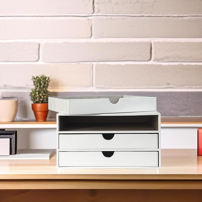 UnionBasic Document Organizer, 3-Drawer File Cabinet Document Storage Box, Office Desktop Filing Organizer, White - Image 8