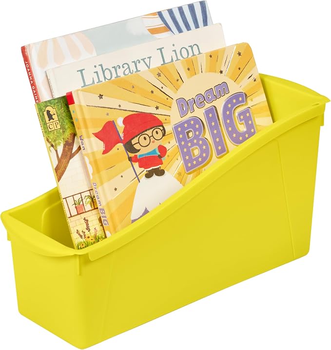 ECR4Kids Linking Plastic Storage Book Bin, Multipurpose Organization, Neon Yellow, 10-Piece - Image 12