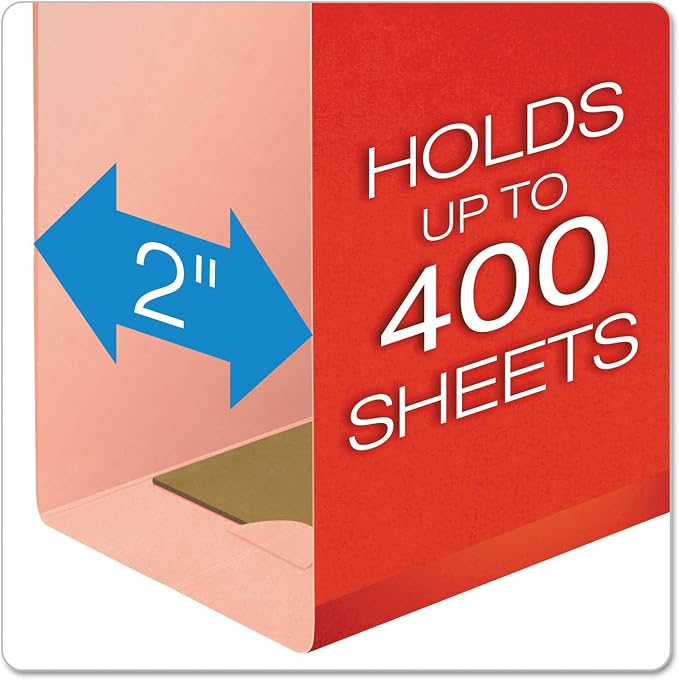 Pendaflex Extra Capacity Reinforced Hanging File Folders, 2", Legal Size, Red, 1/5 Cut, 25/BX (4153x2 RED) - Image 2