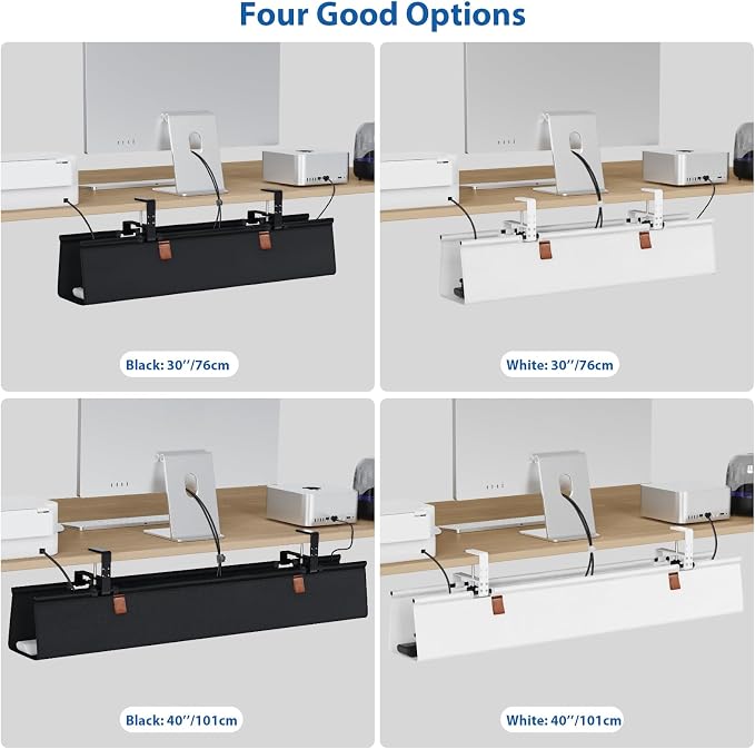 Zilink No Drill Under Desk Cable Management Tray 40" Cord Organizer for Table Clamp/Screw Mount Cable Management Under Desk Waterproof Fabric Cable Management Tray for Office, Home - Image 8