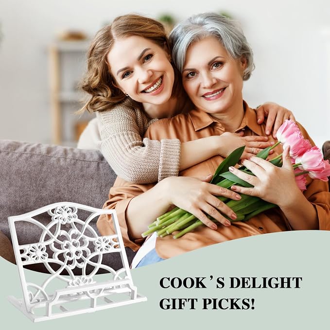 JOGREFUL Cast Iron Cookbook Stand, Kitchen Recipe Holder Medallion White | Heavy-Duty Book Vintage Holder, Reading Rest Holder for Easel/Counter/Books/Magazine/iPad/Bible - Image 6