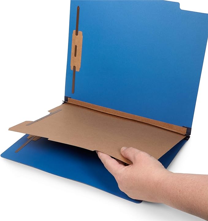 Blue Summit Supplies 30 Dark Blue Classification Folders, 1 Divider, Letter | Heavy duty 25pt dark blue pressboard, 1 divider, 2 in expansion, 2 prong, medical files and office reports - Image 4
