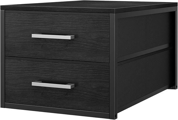 BOLUO Stackable Storage Drawers Narrow Closet Organizers and Storage Fabric Black 2 Drawer Dresser for Bedroom Modern by BOLUO