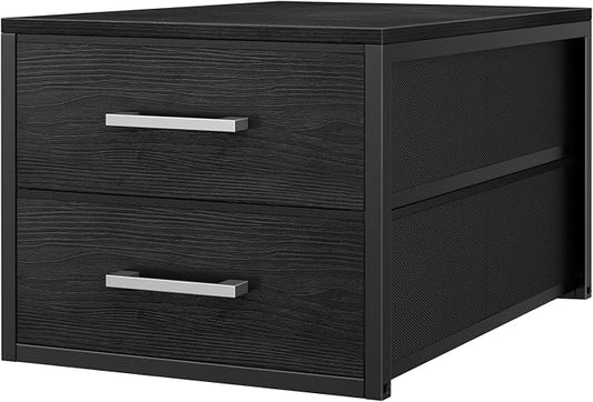 BOLUO Stackable Storage Drawers Narrow Closet Organizers and Storage Fabric Black 2 Drawer Dresser for Bedroom Modern by BOLUO